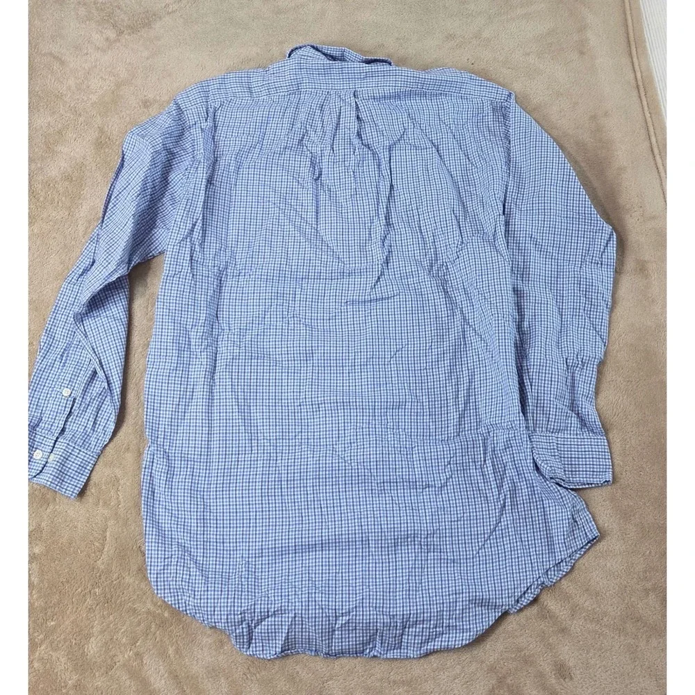 Vintage Polo Ralph Lauren Yarmouth Dress Shirt Sze 15 Blue Plaid Button Down L/S